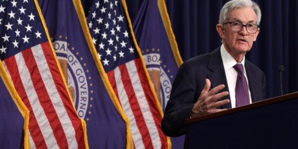 Jay Powell speaks during a press conference