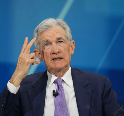 Federal Reserve chair Jerome Powell speaking at the DealBook Summit in New York on December 4, 2024.